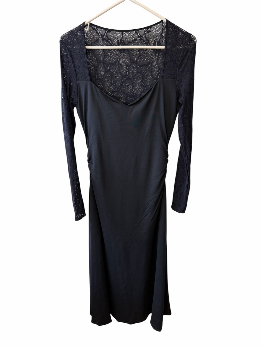 Halara size Medium black maxi lace dress! Cinched waist! Brand new with tags!